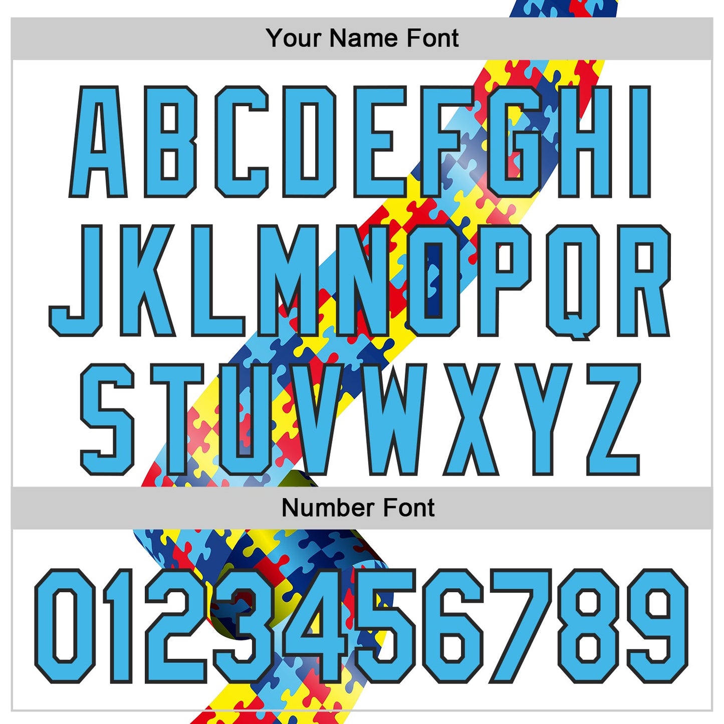 Custom White Sky Blue-Black Autism Awareness Support Puzzle Infinity Authentic Baseball Jersey view 5