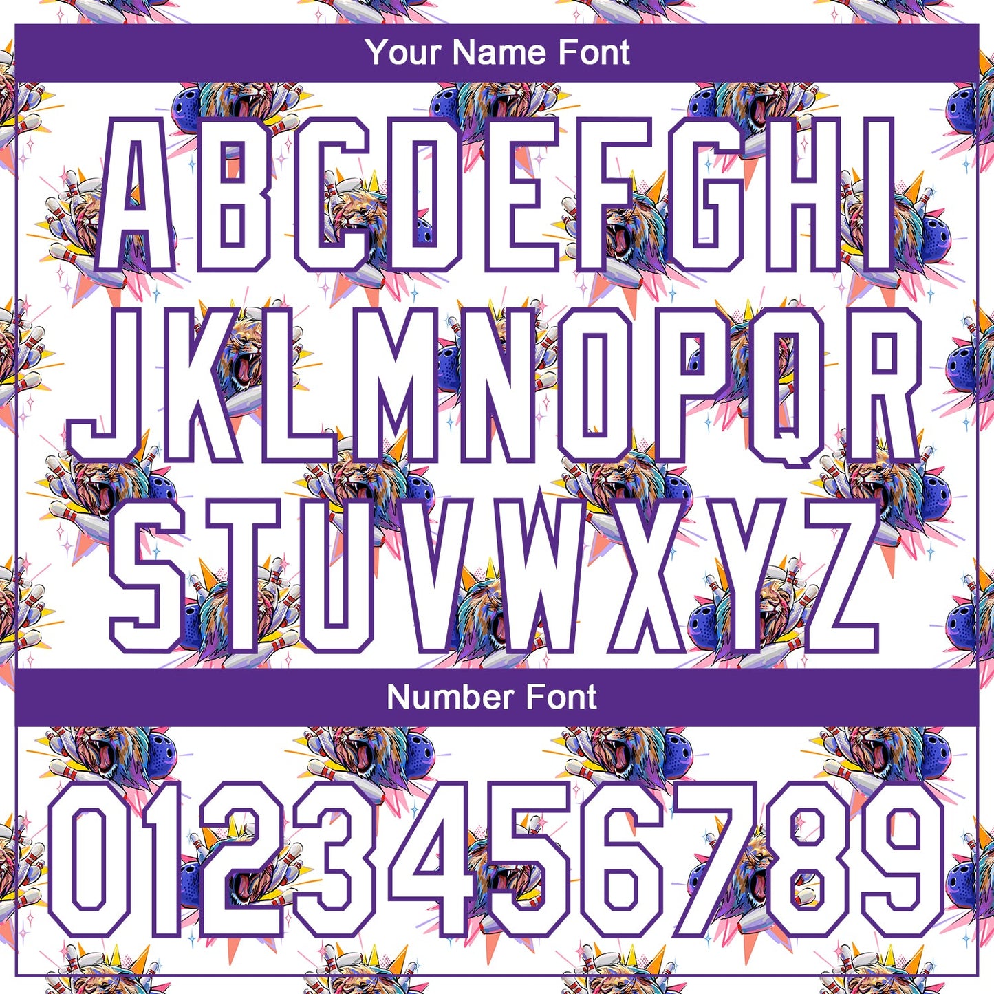 Custom White Purple 3D Pattern Design Growling Lion Among The Bowling Authentic Baseball Jersey view 5