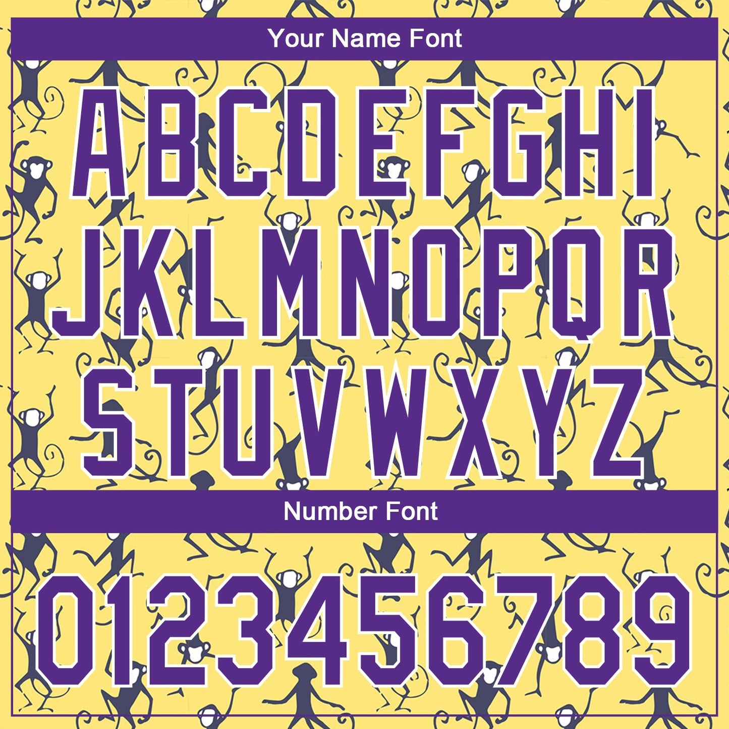 Custom Yellow Purple-White 3D Pattern Design Monkey Authentic Baseball Jersey view 5