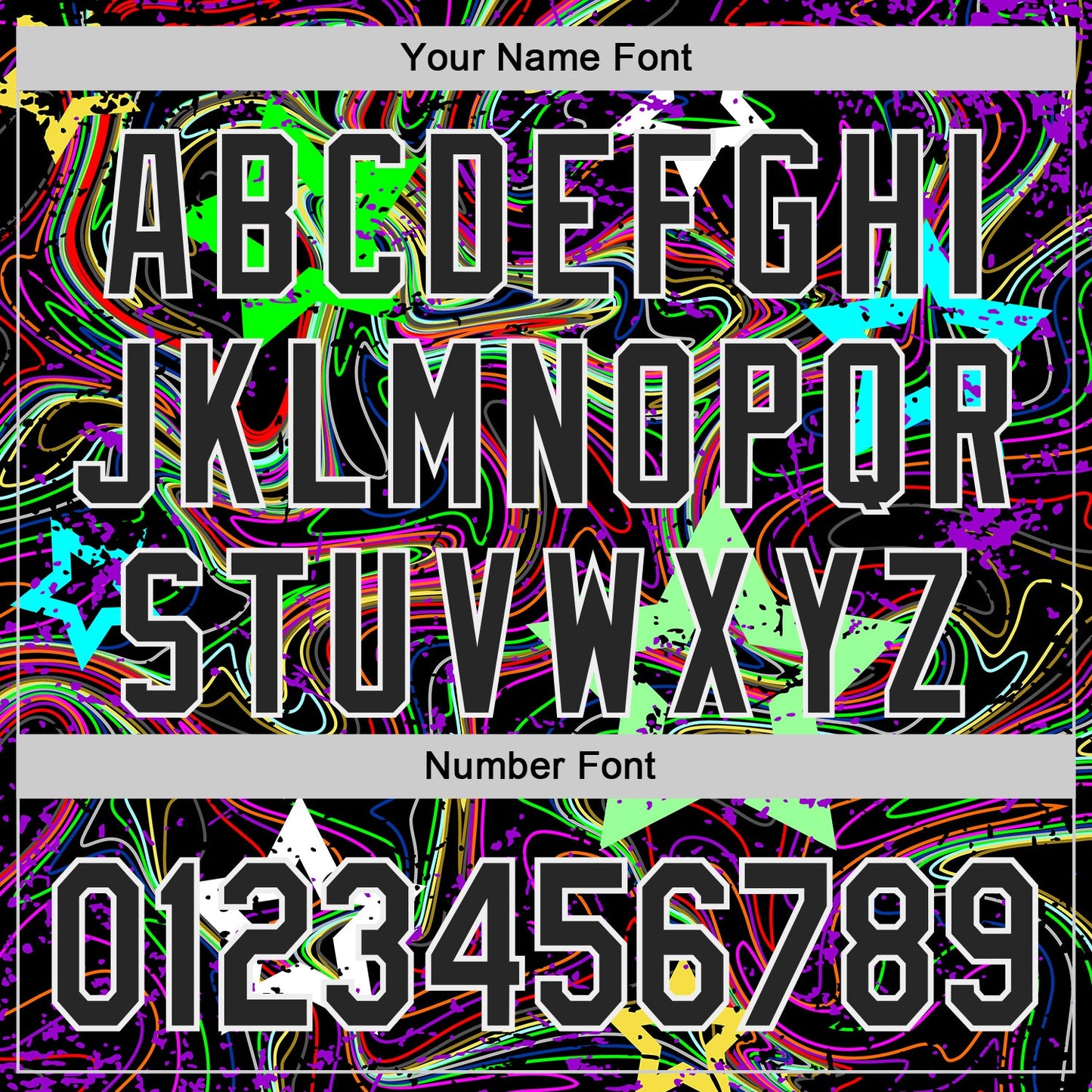 Custom Black-White Psychedelic Trippy Swirl Neon Star Authentic Baseball Jersey view 5