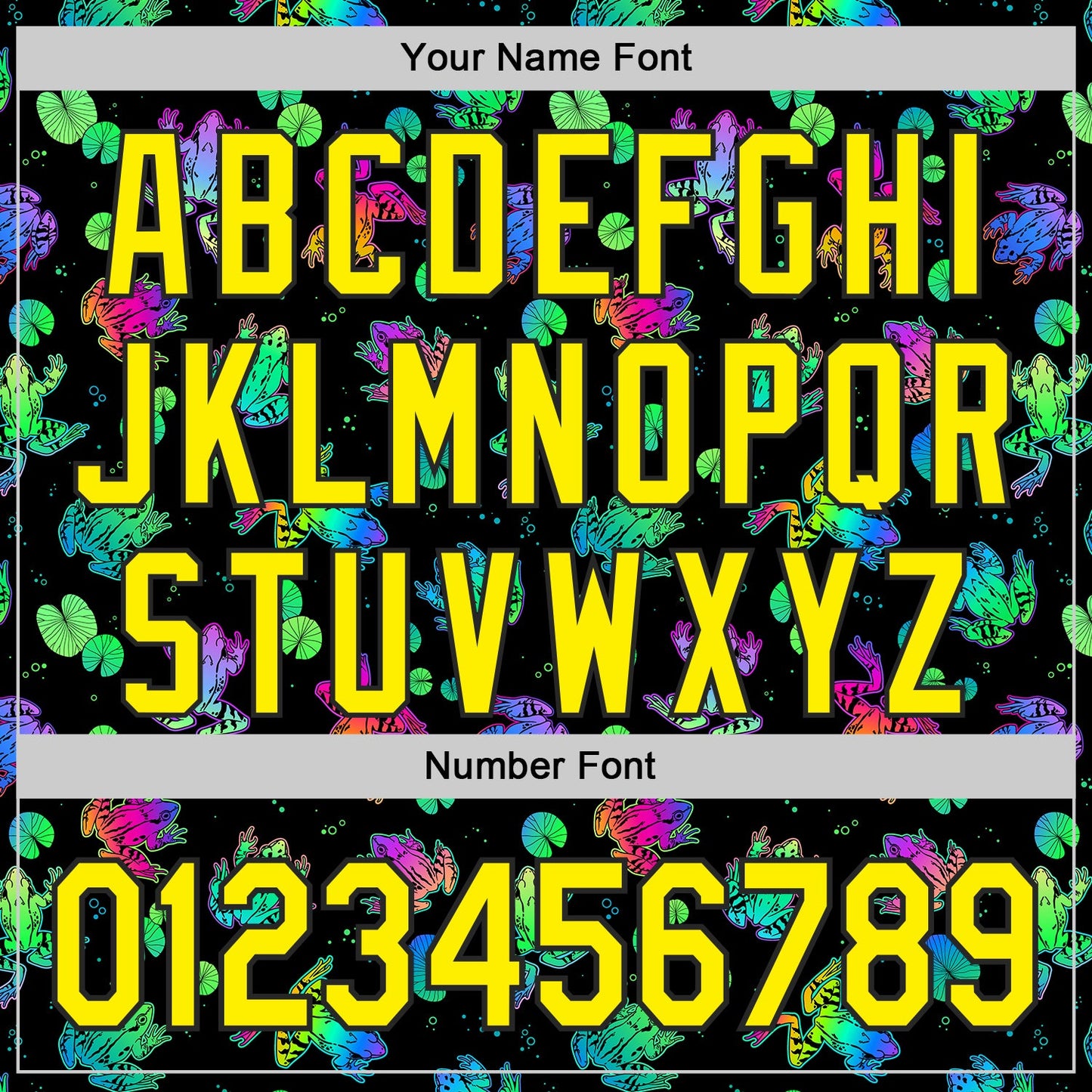 Custom Black-Light Yellow Psychedelic Trippy Frog Authentic Baseball Jersey view 5