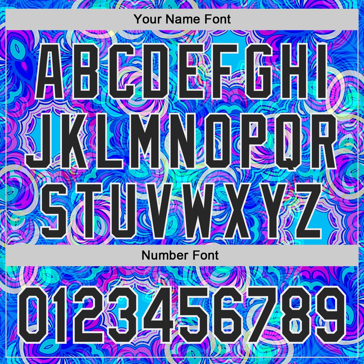 Custom Blue Black-White Psychedelic Trippy Neon Swirl Authentic Baseball Jersey view 5