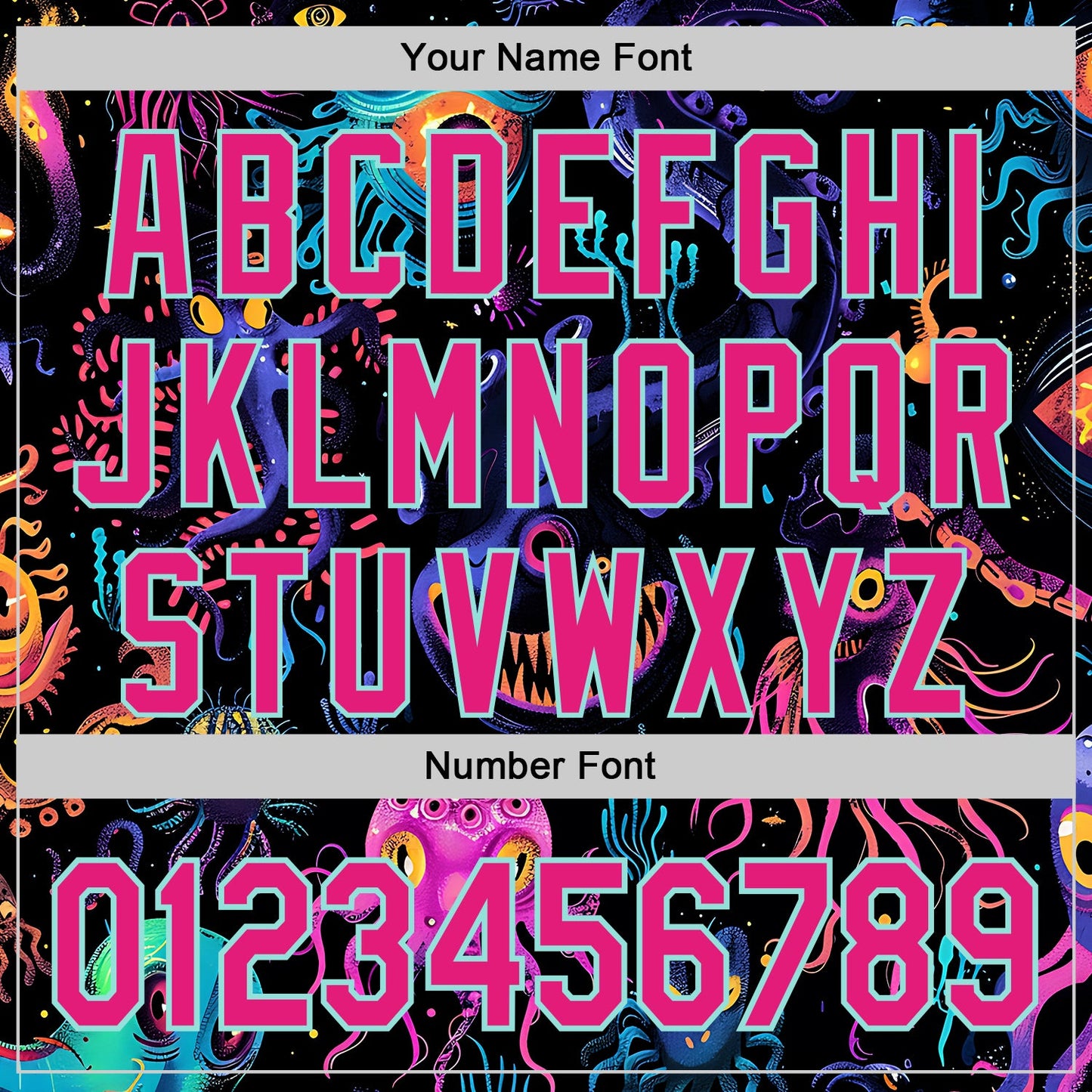 Custom Black Hot Pink-Ice Blue Psychedelic Trippy Sea Life Jellyfish & Octopus Authentic Baseball Jersey view 5