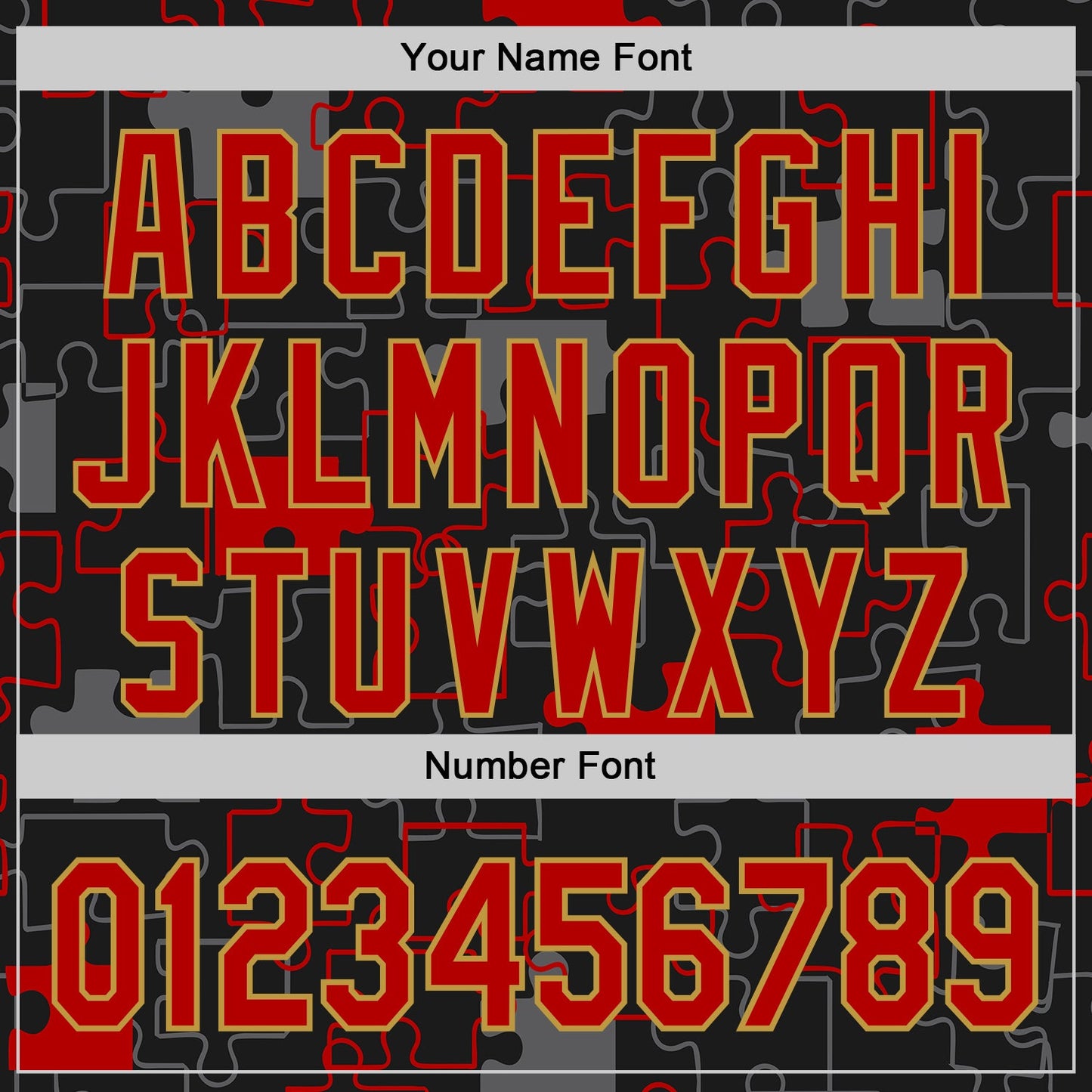Custom Black Red-Old Gold Puzzle 3D Pattern Design Authentic Baseball Jersey view 5