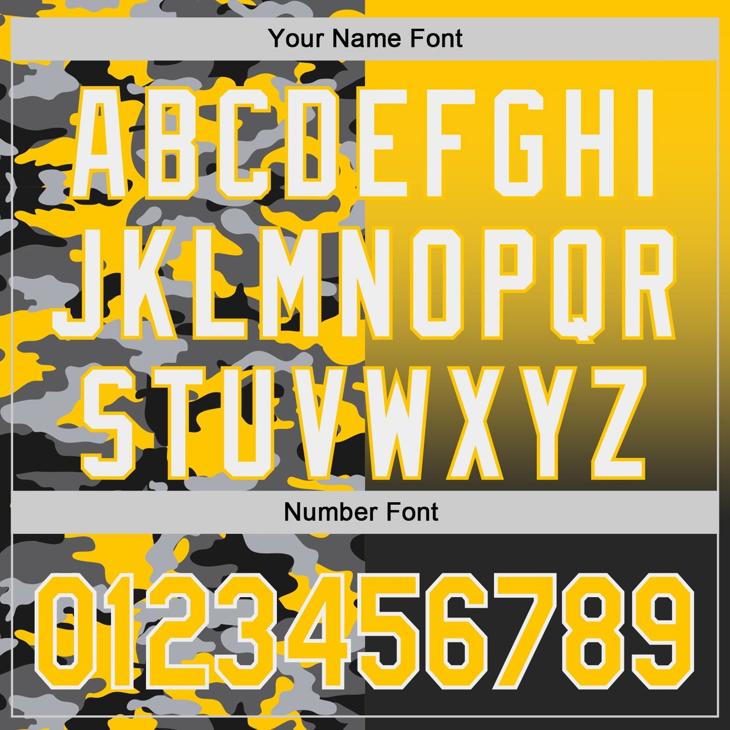 Custom Yellow Black-White Half Camo Ombre Authentic Baseball Jersey view 5