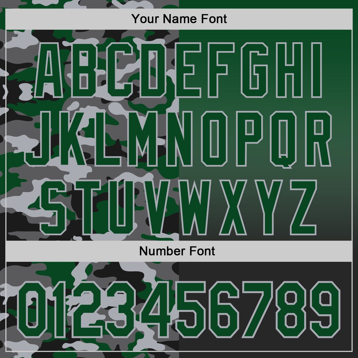Custom Green Black-Gray Half Camo Ombre Authentic Baseball Jersey view 5