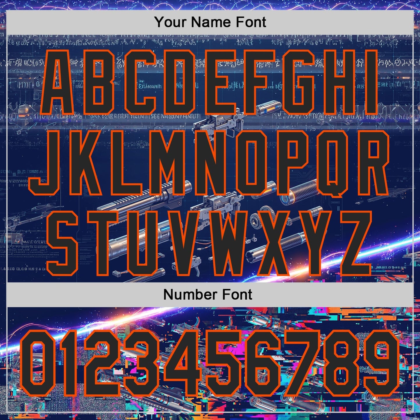 Custom Blue Black-Orange Futurism Sci-Fi E-sports 3D Pattern Design Authentic Baseball Jersey view 5