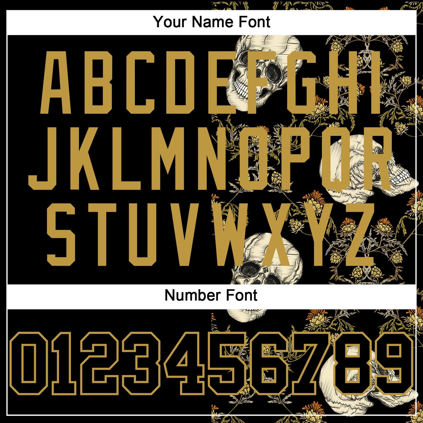 Custom Black Old Gold 3D Plant And Skull Fashion Authentic Baseball Jersey view 5