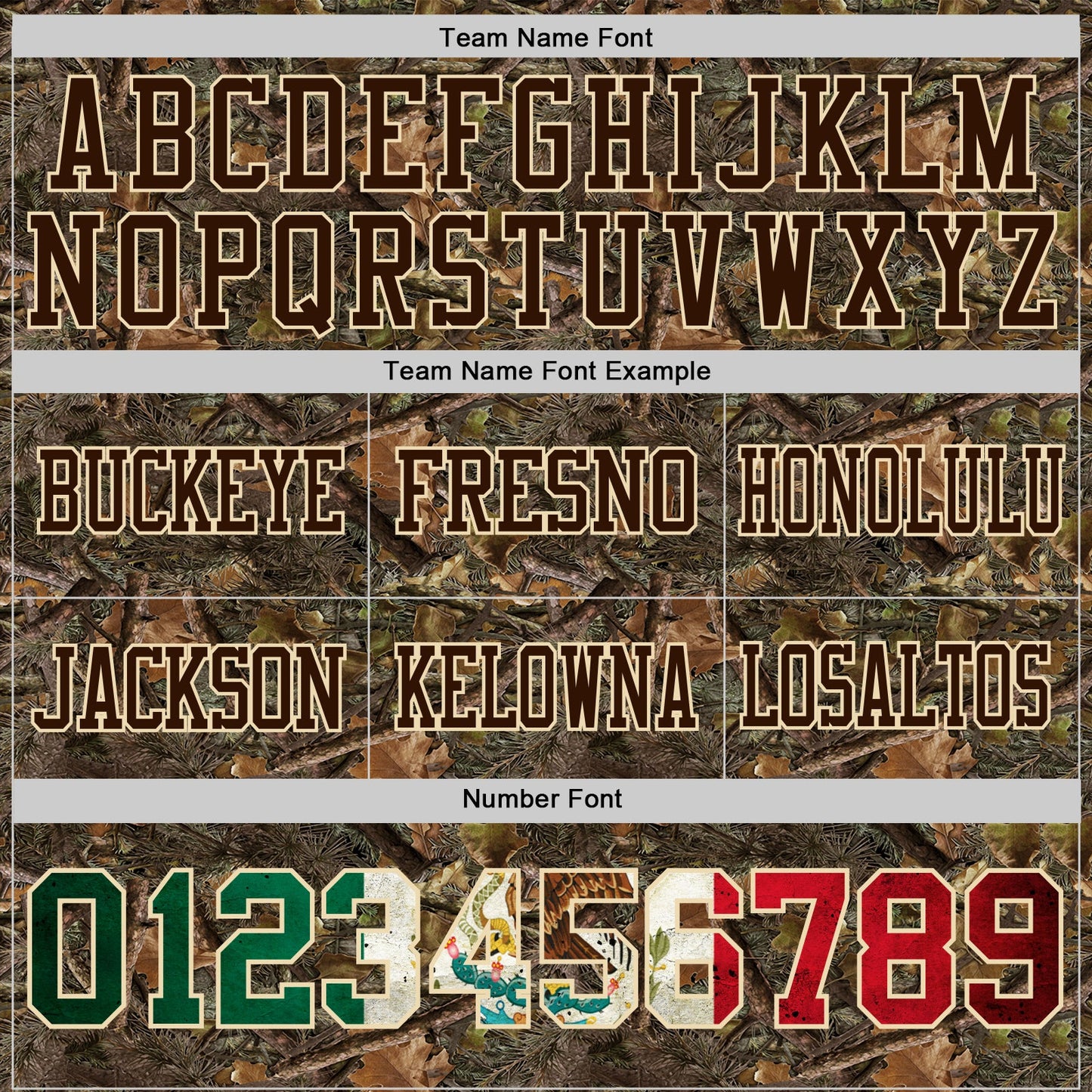 Custom Camo Vintage Mexican Flag Cream Brown-Olive Authentic Woodland Camouflage Salute To Service 7V7 Flag Football Jersey view 3