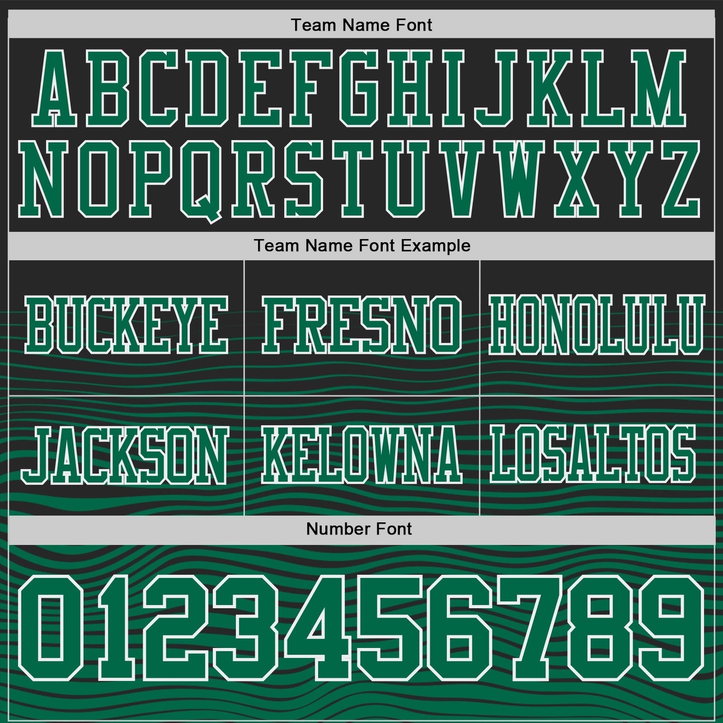 Custom Black Kelly Green-White Authentic Fluid Wave Line Fade 7V7 Flag Football Jersey view 3
