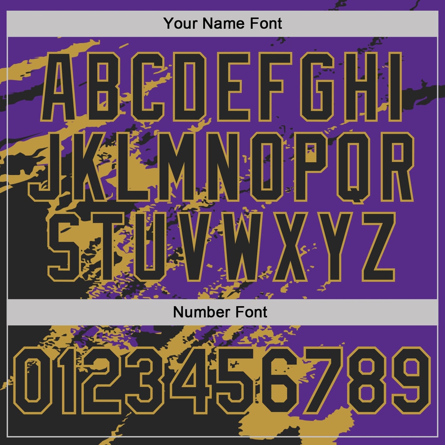Custom Purple Black-Old Gold Brush Stroke Shatter Splatter Performance T-Shirt view 4