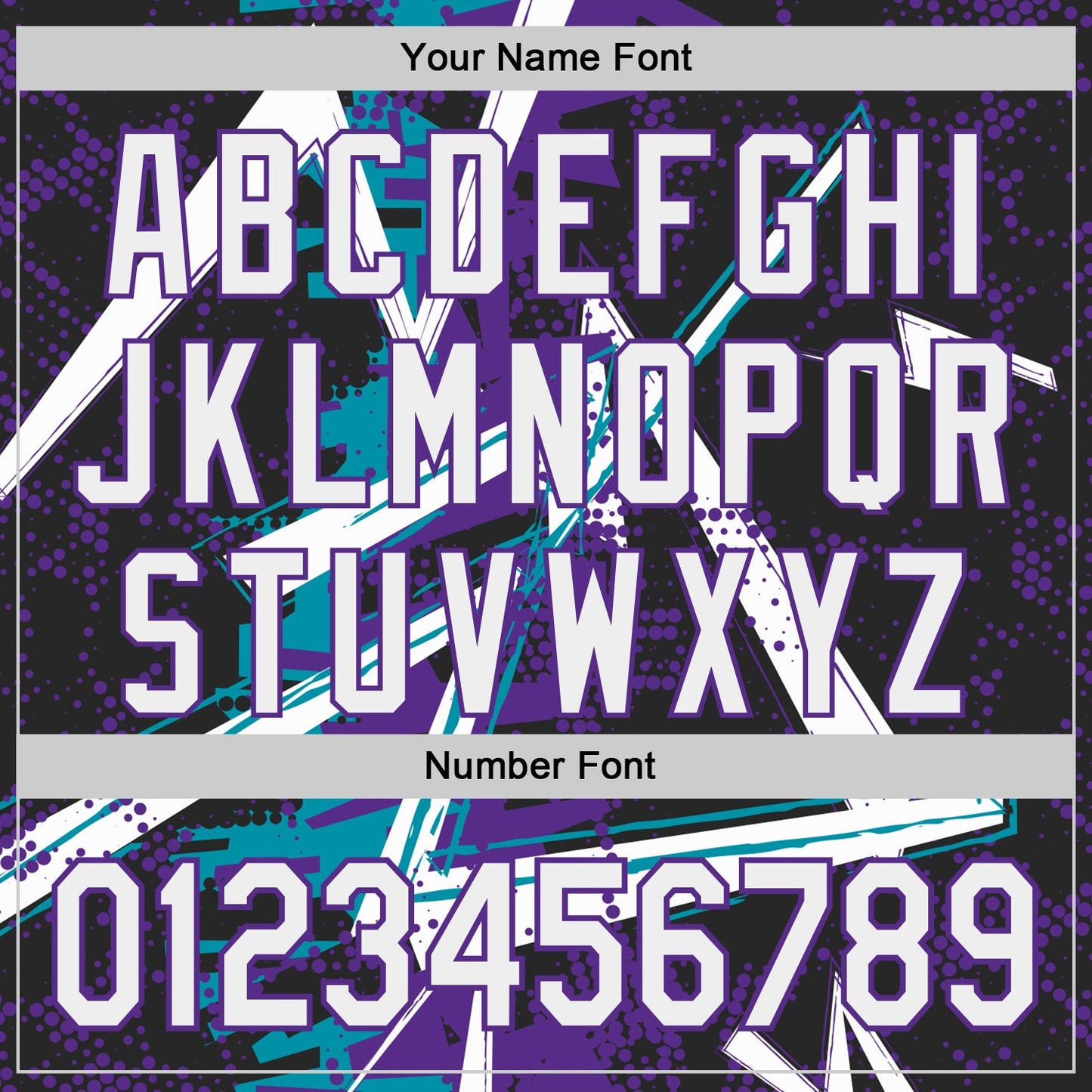 Custom Black White Teal-Purple Geometric Shards Dot Grid Authentic Baseball Jersey view 5