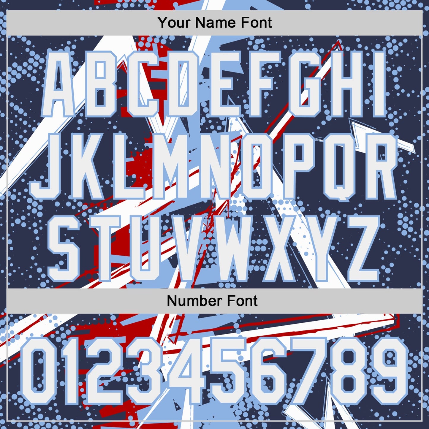 Custom Navy White Red-Light Blue Geometric Shards Dot Grid Authentic Baseball Jersey view 5