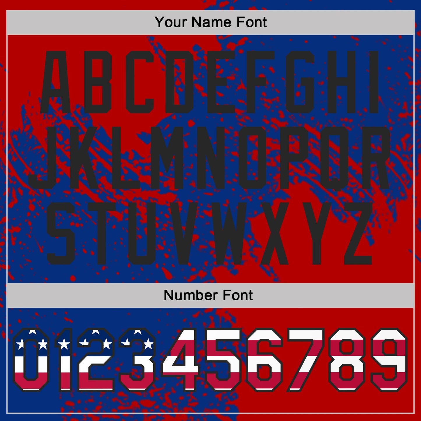 Custom Royal USA Flag Red-Black Abstract Brush Stroke Performance T-Shirt view 4