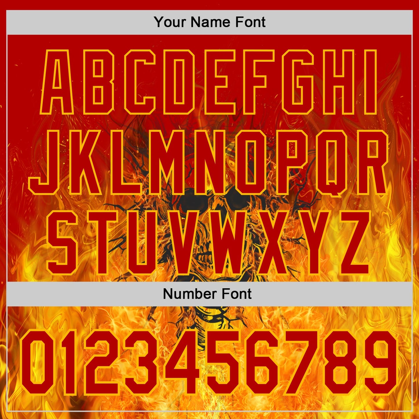 Custom Red-Gold Flames Skull Authentic Baseball Jersey view 5