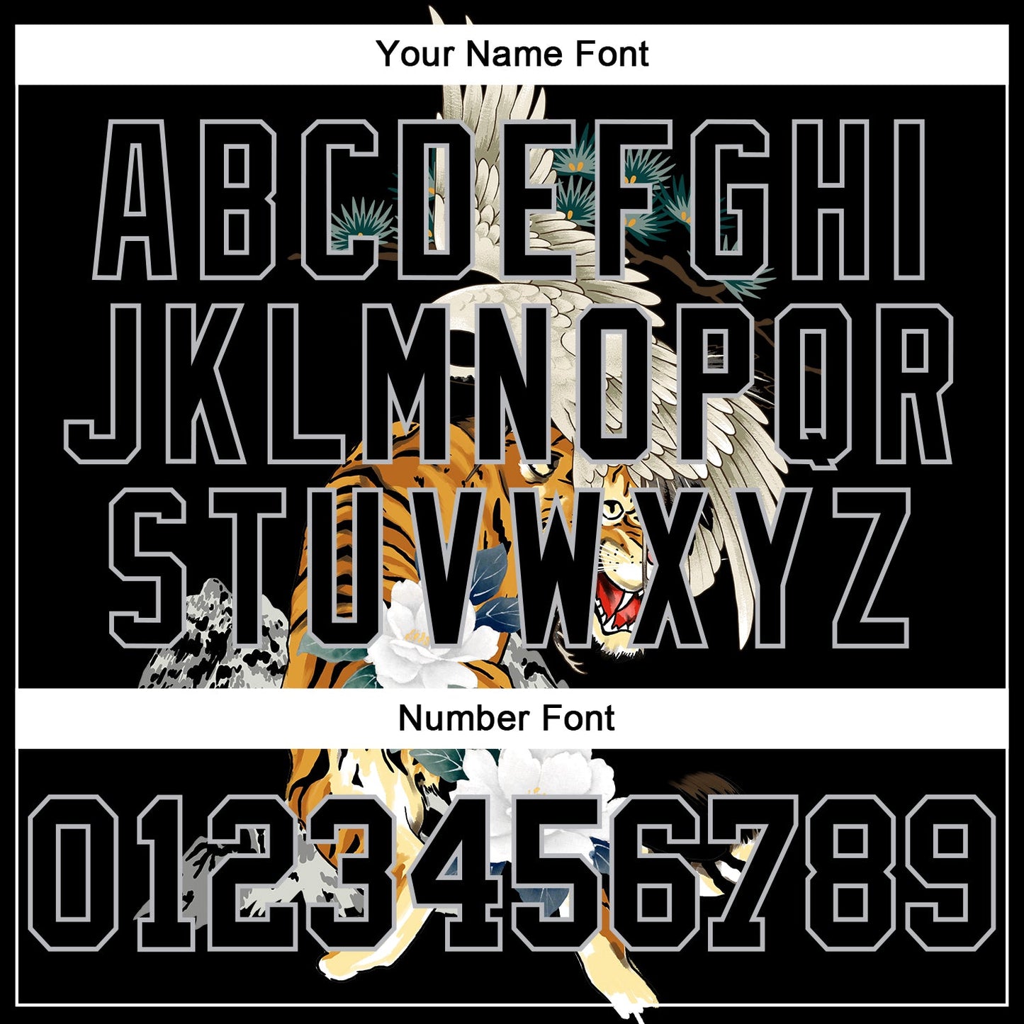 Custom Stitched Black Gray 3D Pattern Design Crane And Tiger Sports Pullover Sweatshirt Hoodie view 4