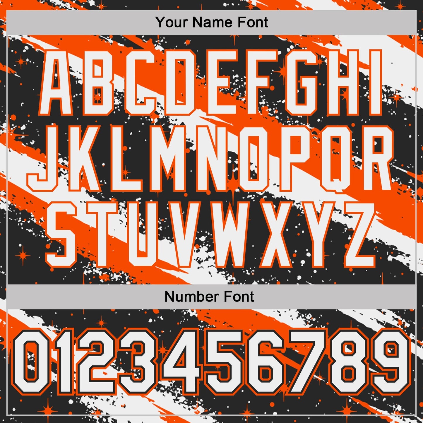 Custom Black White-Orange Brush Stroke Splatter Starburst Performance T-Shirt view 4