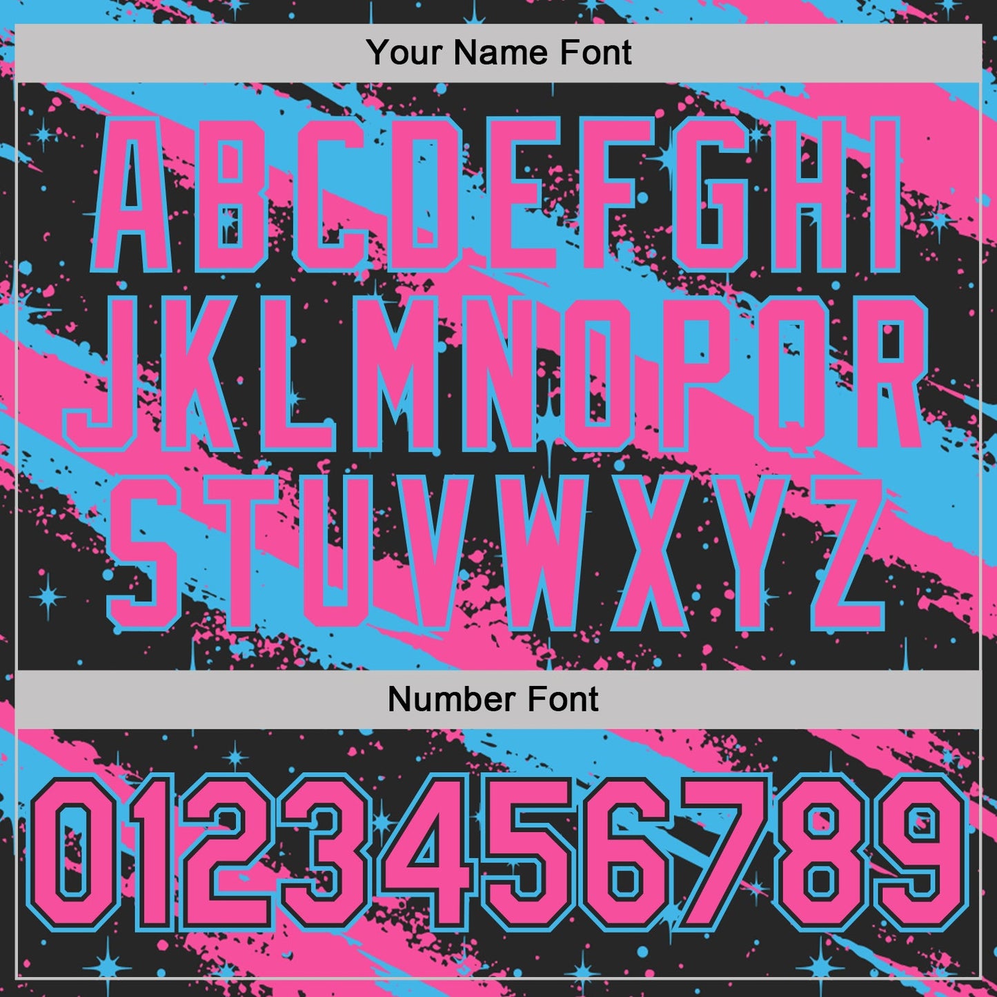 Custom Black Pink-Sky Blue Brush Stroke Splatter Starburst Performance T-Shirt view 4