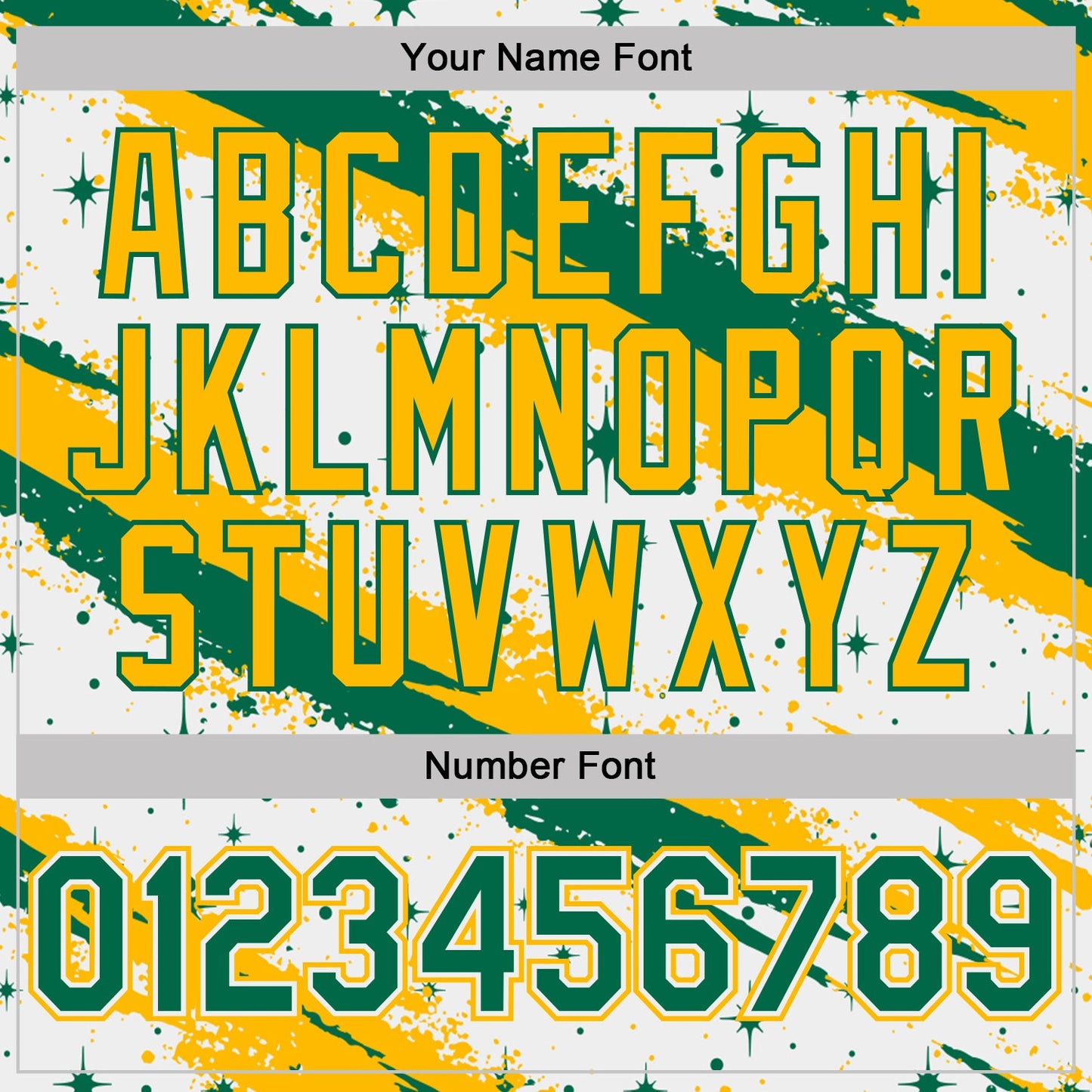 Custom White Kelly Green-Gold Brush Stroke Splatter Starburst Performance T-Shirt view 4
