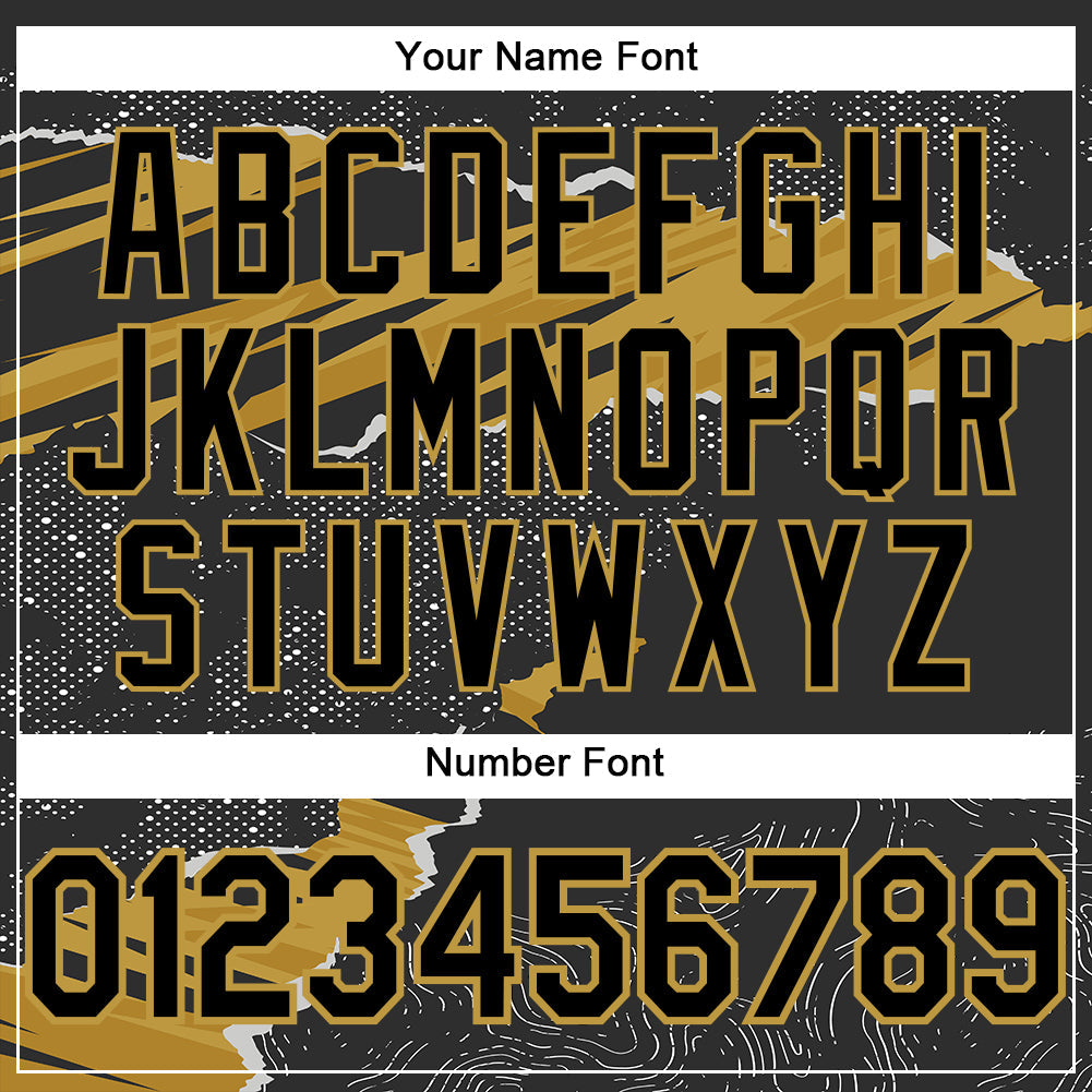 Custom Stitched Black Old Gold 3D Pattern Design Torn Paper Style Sports Pullover Sweatshirt Hoodie view 4