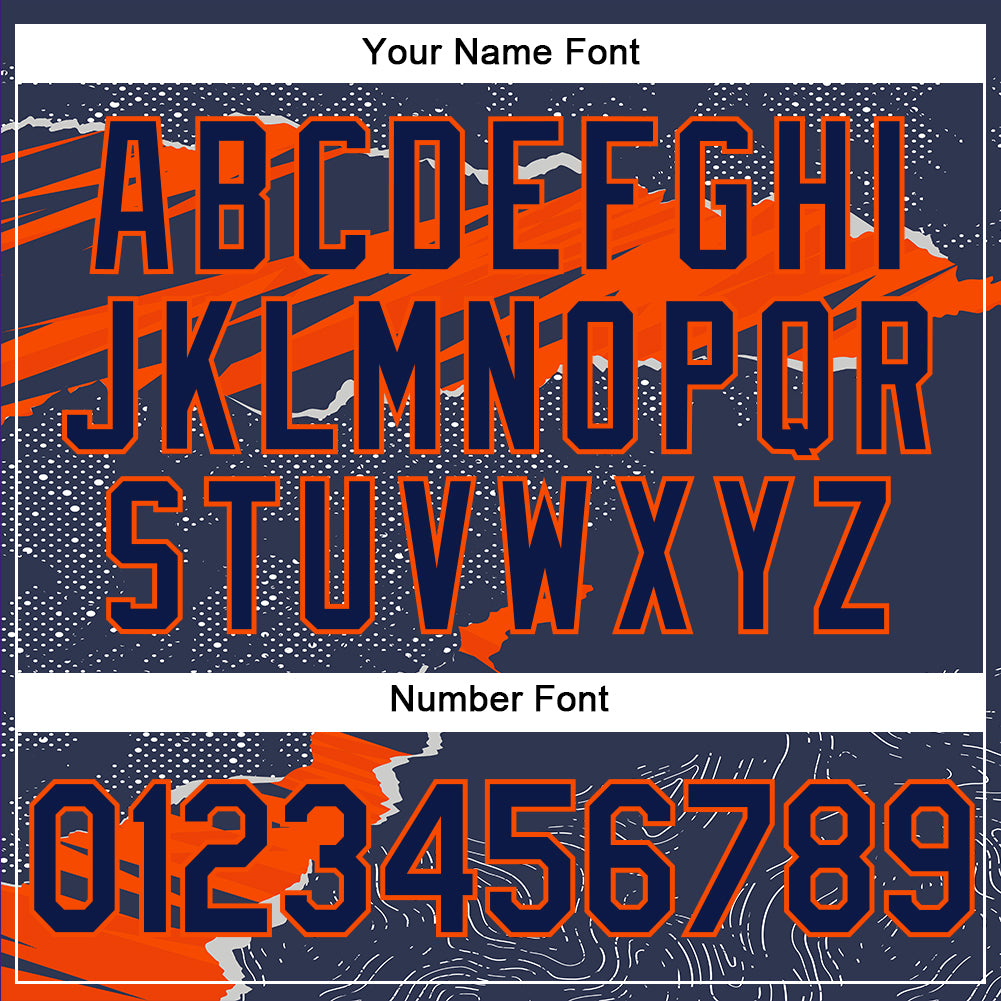 Custom Stitched Navy Orange 3D Pattern Design Torn Paper Style Sports Pullover Sweatshirt Hoodie view 4
