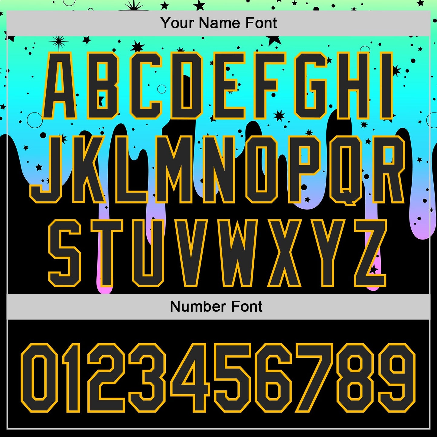 Custom Black Green-Gold Psychedelic Starry Melting Dripping Authentic Baseball Jersey view 5