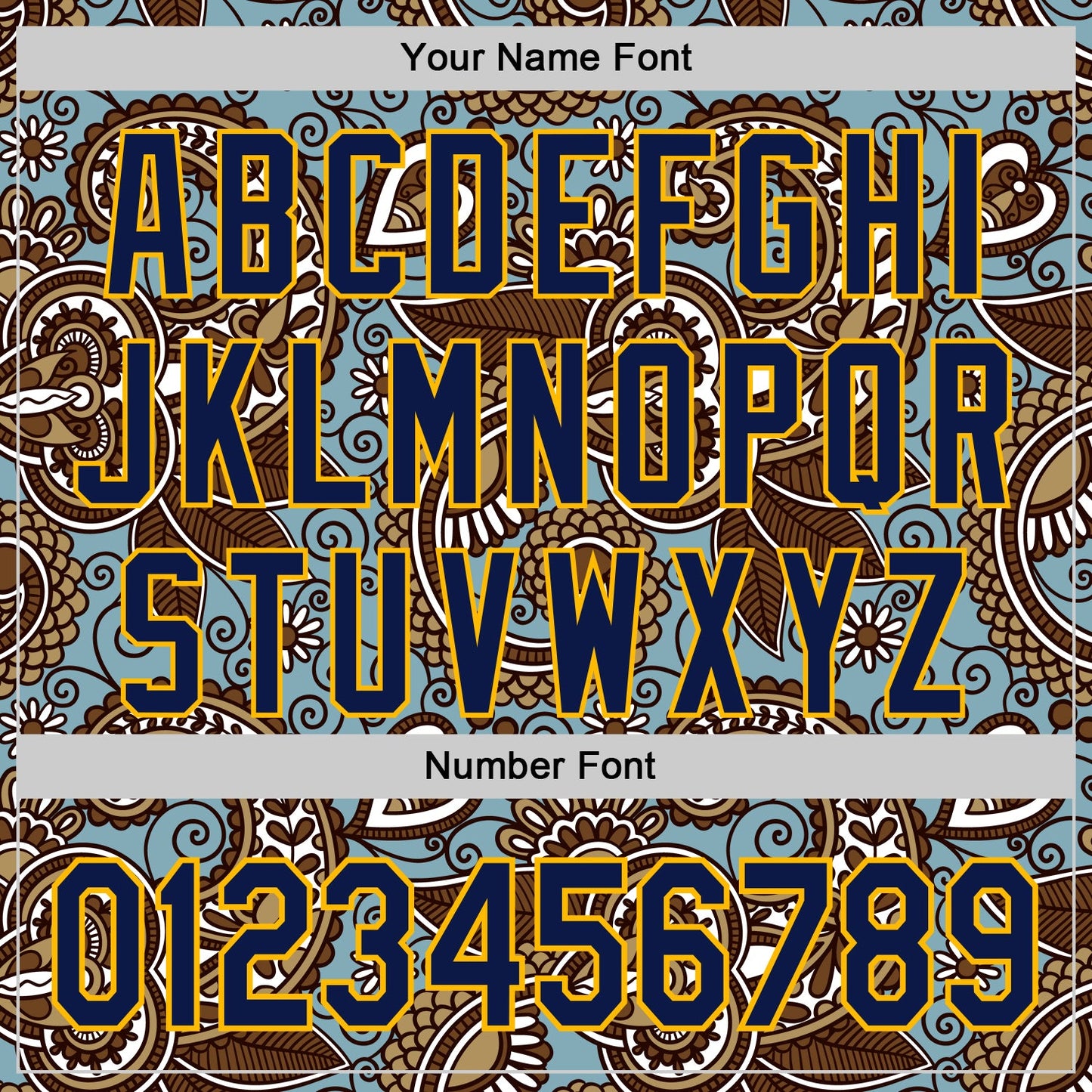 Custom Blue Navy-Gold Burning Man Paisley Bandana Rave Authentic Baseball Jersey view 5