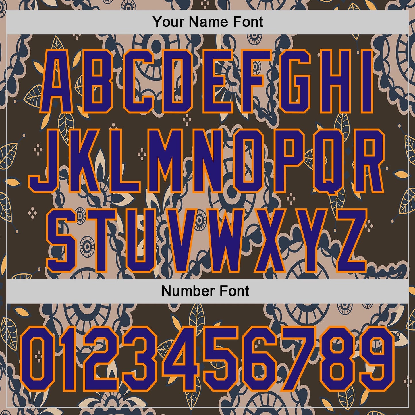 Custom Brown Dark Purple-Bay Orange Burning Man Paisley Bandana Rave Authentic Baseball Jersey view 5