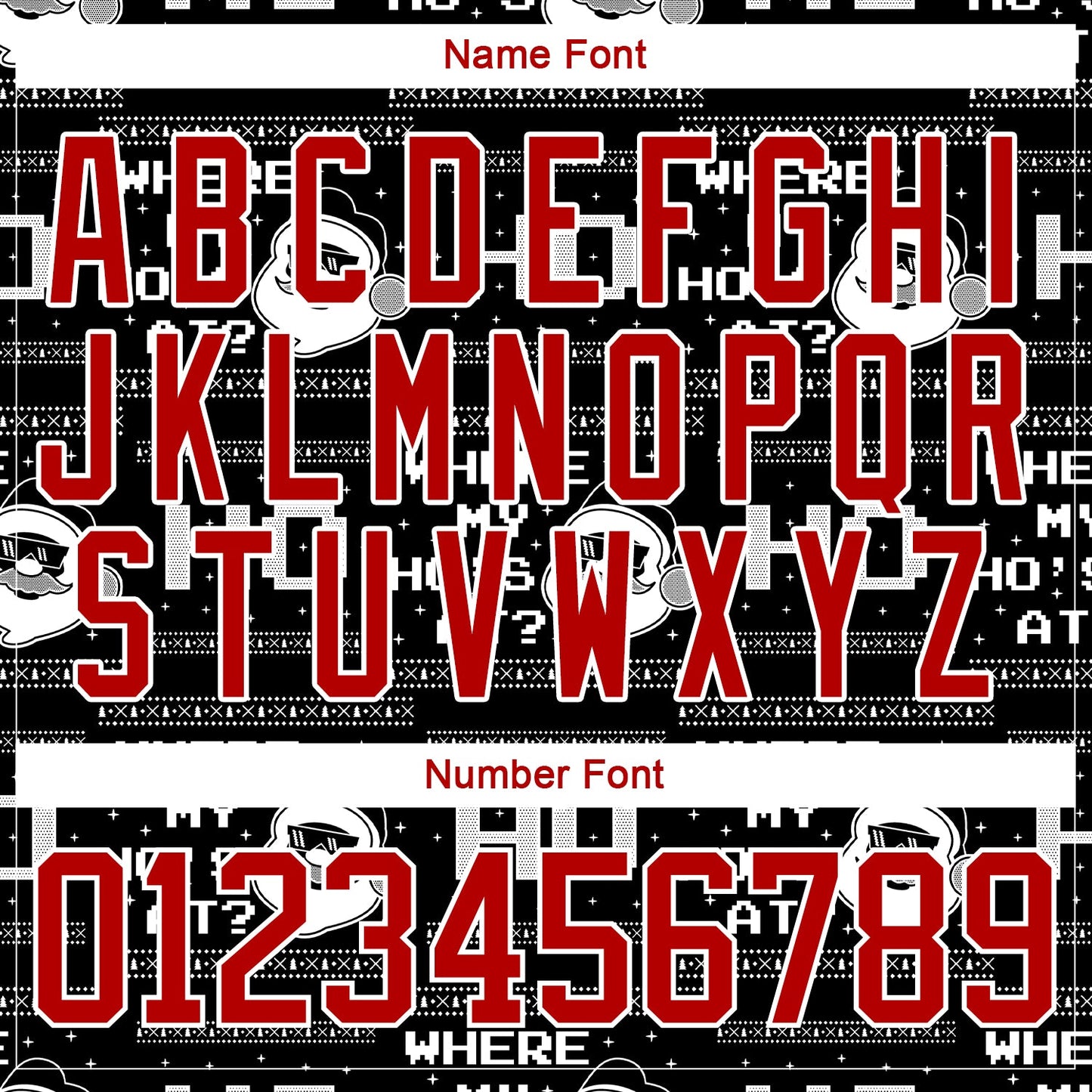 Custom Black Red-White Christmas Santa Claus 3D Hockey Lace Neck Jersey view 5