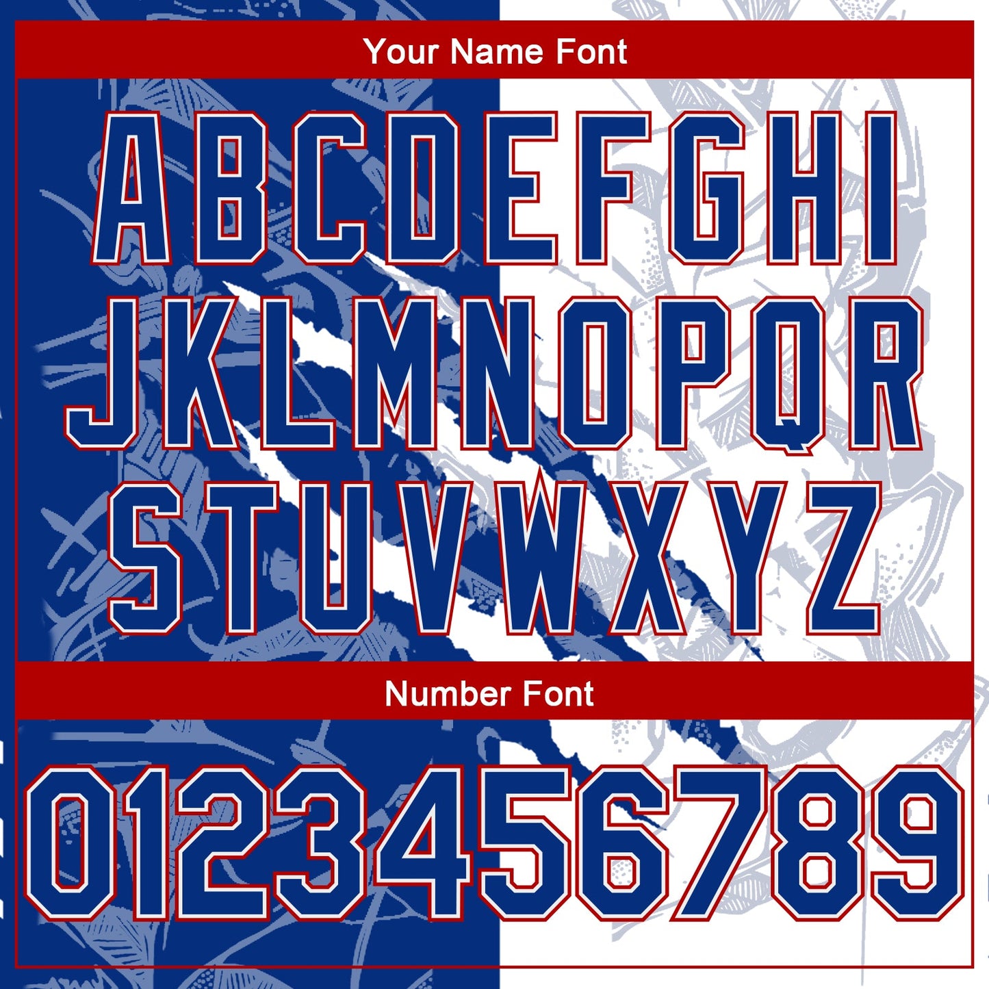 Custom Graffiti Pattern Royal-Red 3D Scratch Authentic Basketball Jersey view 4