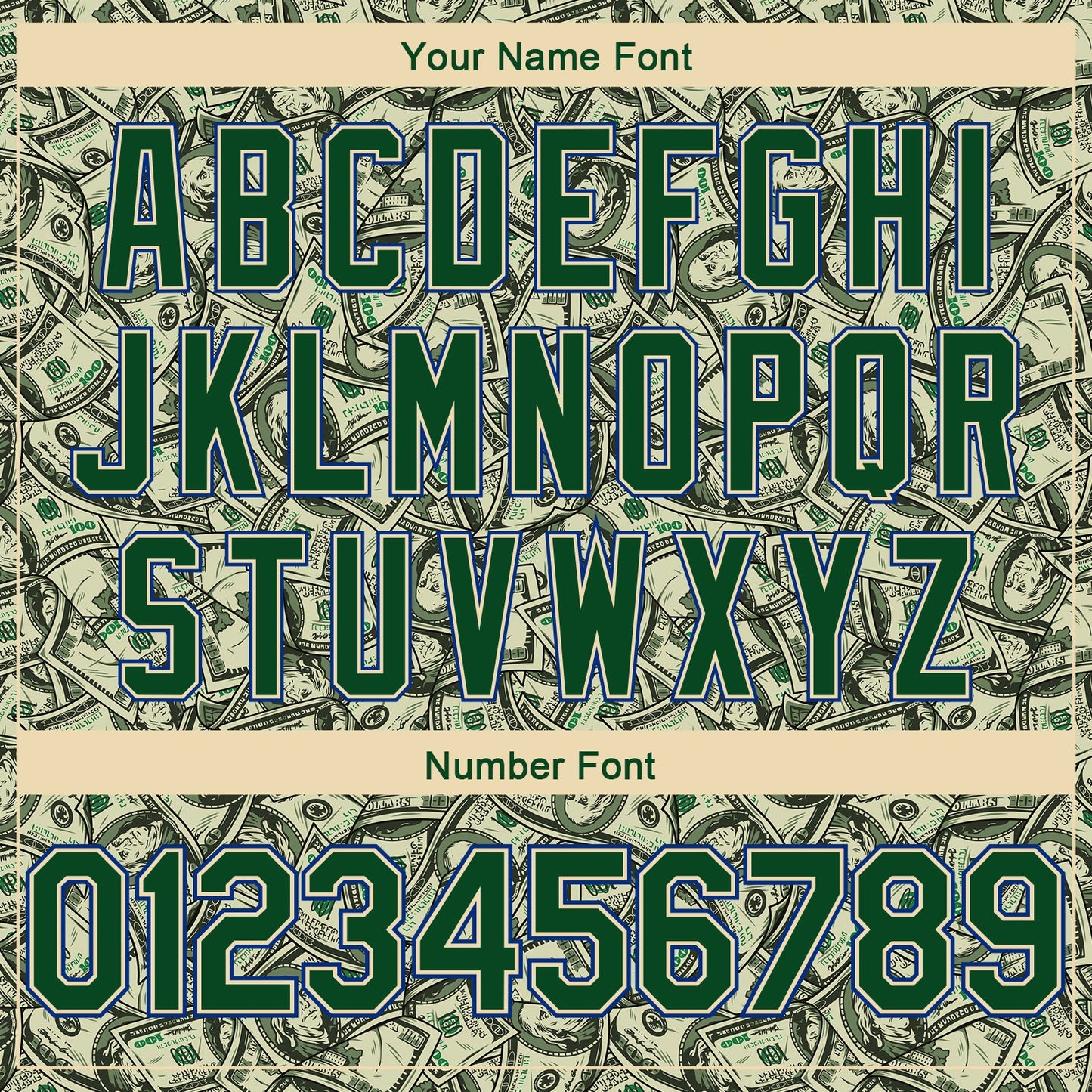 Custom Cream Green-Royal 3D Pattern Design Dollar Authentic Basketball Jersey view 5