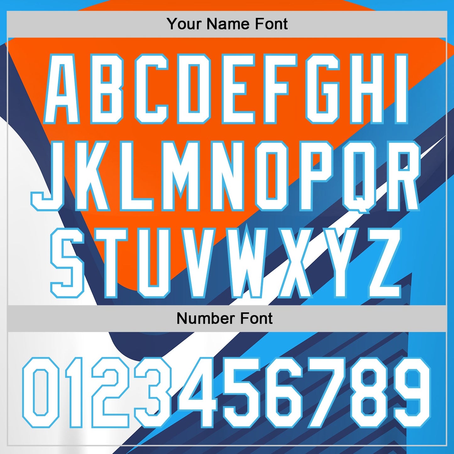 Custom Navy White Orange-Sky Blue 3D Pattern Design Abstract Sport Authentic Baseball Jersey view 5
