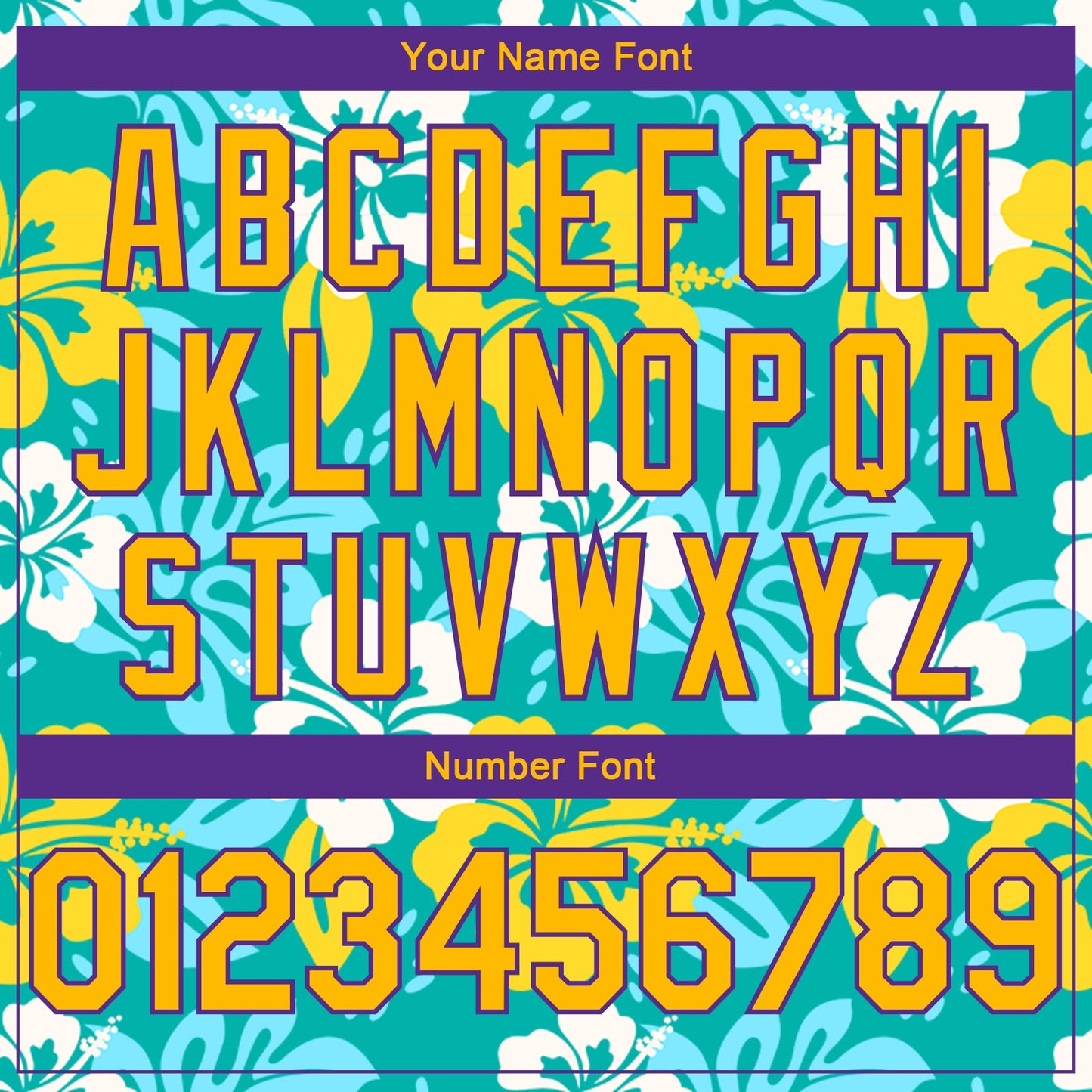 Custom Aqua Gold-Purple 3D Pattern Hawaii Flowers Authentic Basketball Jersey view 4
