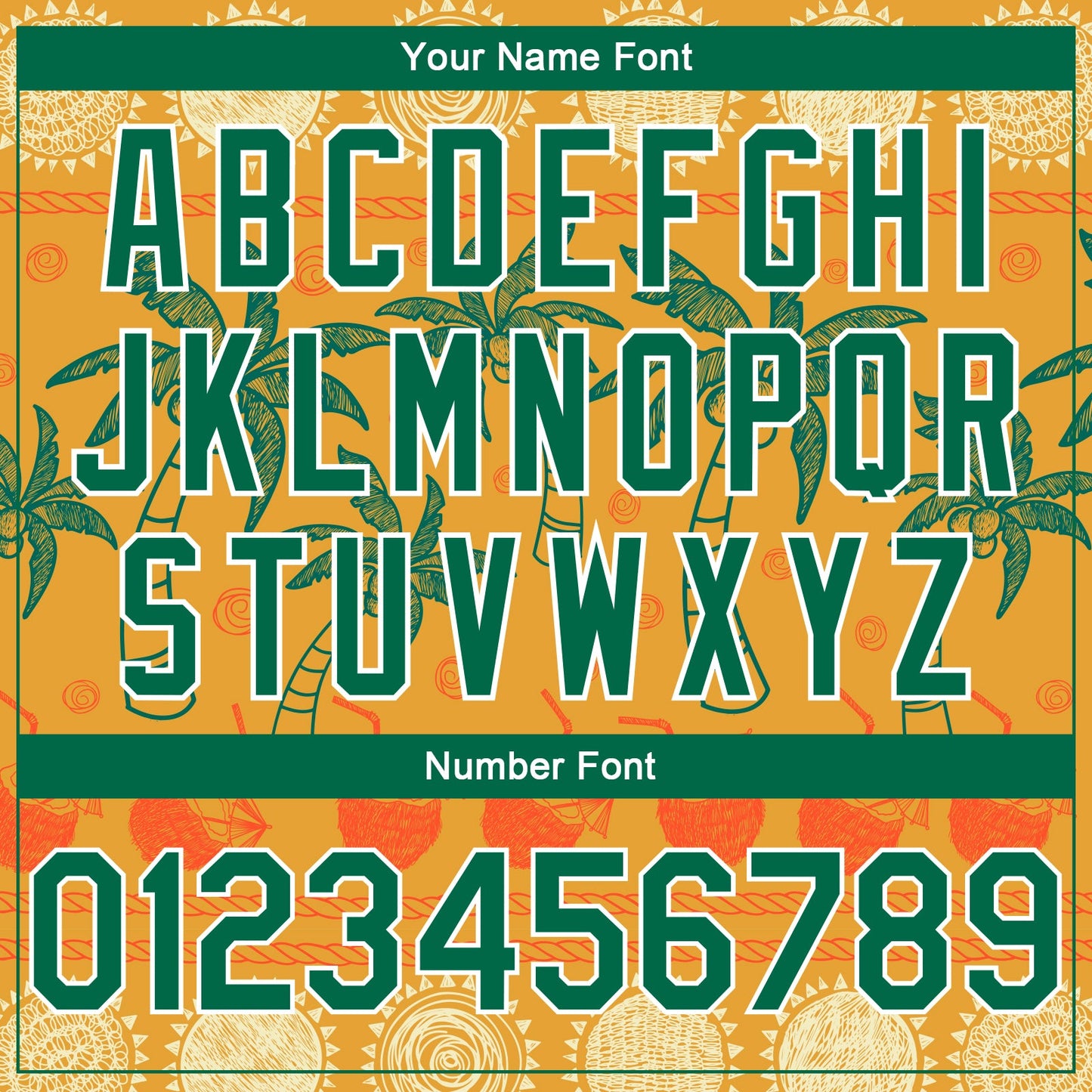 Custom Bay Orange Kelly Green-White 3D Pattern Hawaii Beach Palm Trees Authentic Basketball Jersey view 4