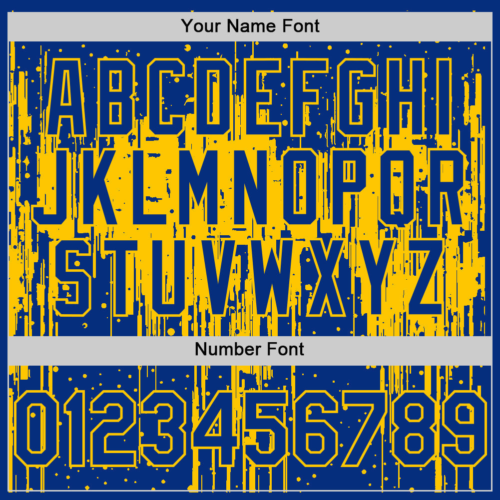 Custom Royal Yellow 3D Pattern Design Dripping Splatter Art Authentic Baseball Jersey view 5
