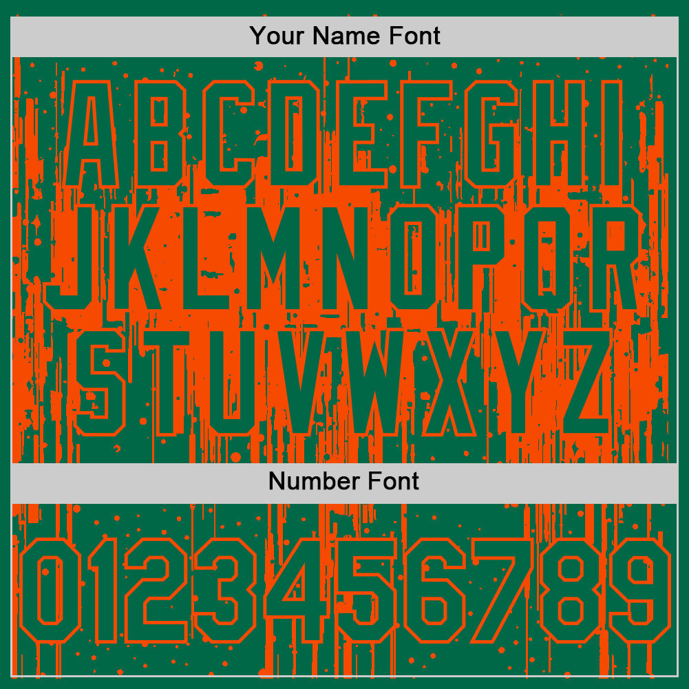 Custom Kelly Green Orange 3D Pattern Design Dripping Splatter Art Authentic Baseball Jersey view 5
