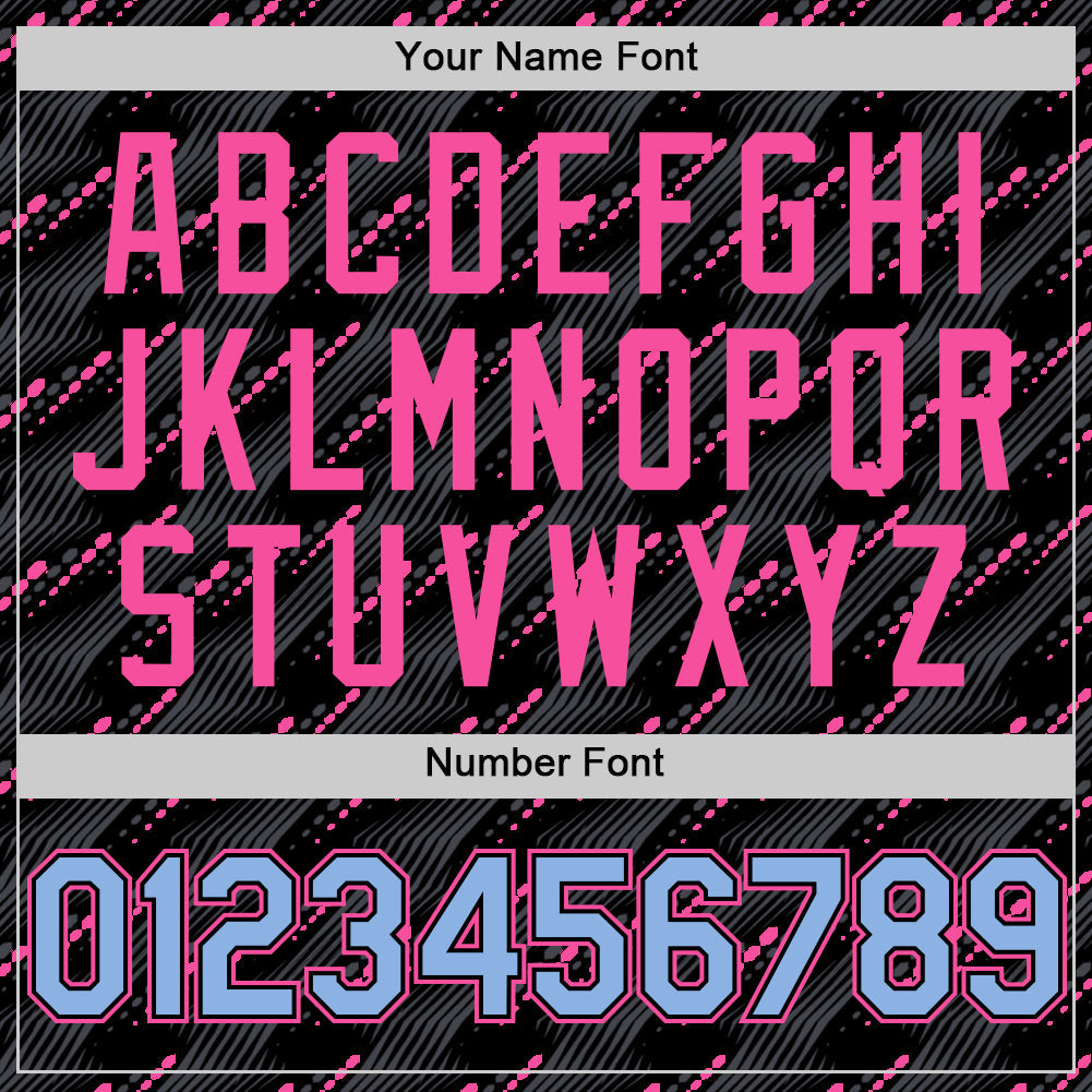 Custom Black Light Blue-Pink 3D Pattern Design Slant Lines Authentic Baseball Jersey view 5