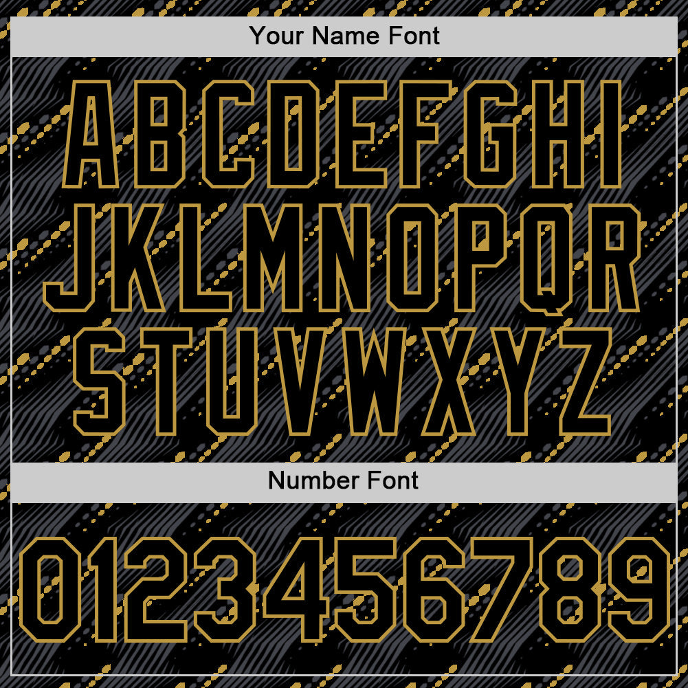 Custom Black Old Gold 3D Pattern Design Slant Lines Authentic Baseball Jersey view 5