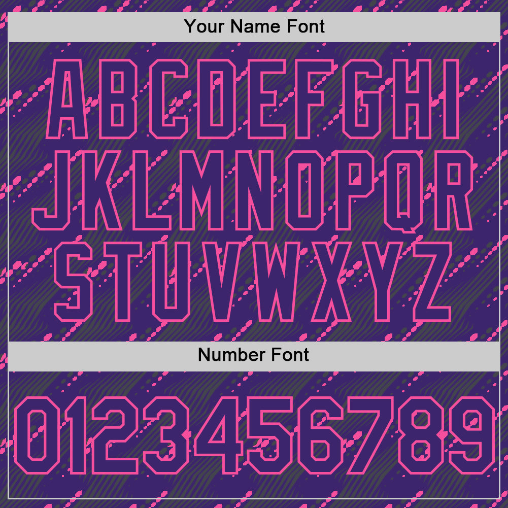 Custom Purple Pink 3D Pattern Design Slant Lines Authentic Baseball Jersey view 5