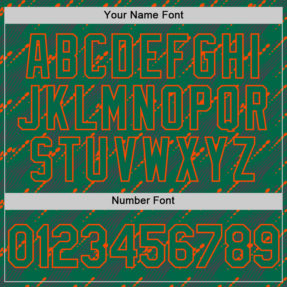 Custom Kelly Green-Orange 3D Pattern Design Slant Lines Authentic Baseball Jersey view 5