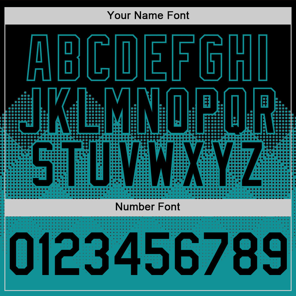 Custom Black Teal 3D Pattern Design Gradient Square Shapes Authentic Baseball Jersey view 5