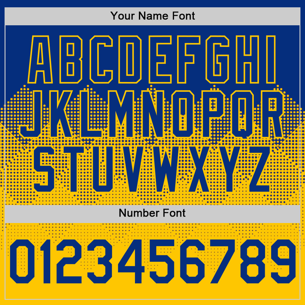 Custom Royal Yellow 3D Pattern Design Gradient Square Shapes Authentic Baseball Jersey view 5