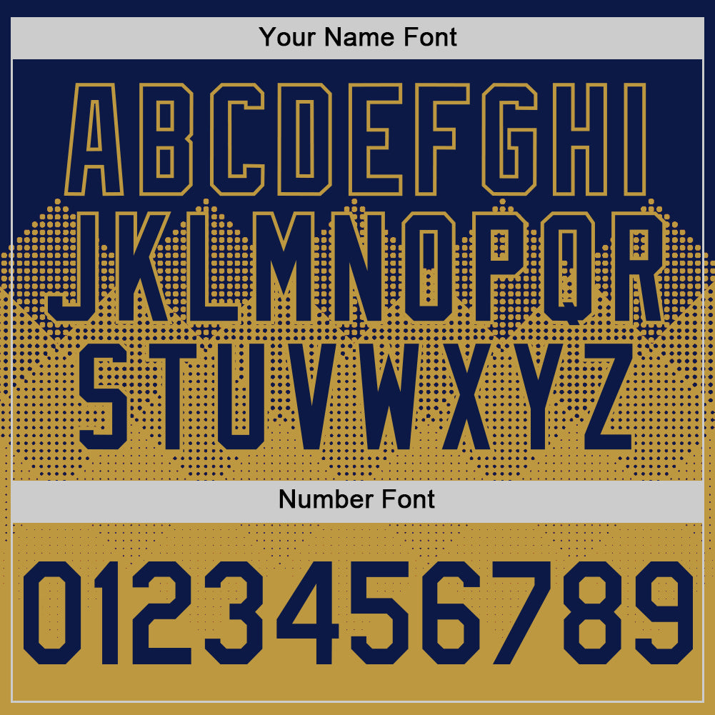 Custom Navy Old Gold 3D Pattern Design Gradient Square Shapes Authentic Baseball Jersey view 5