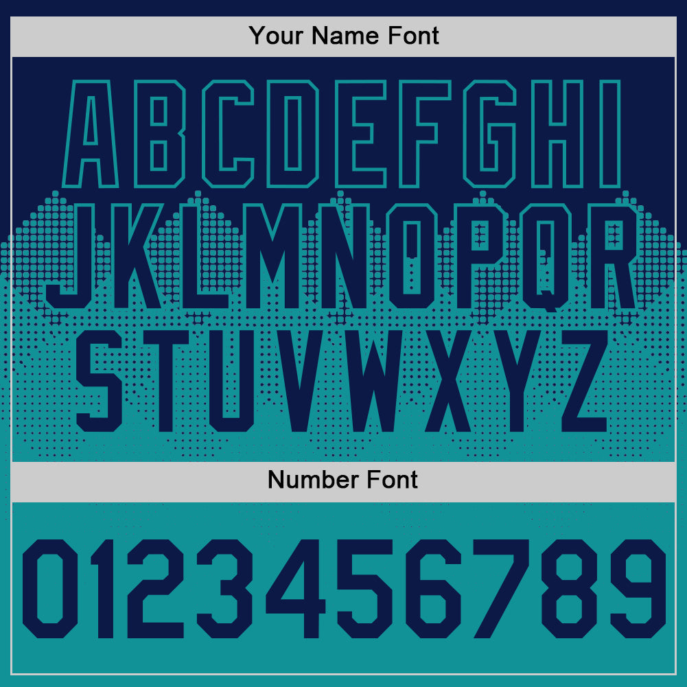 Custom Navy Teal 3D Pattern Design Gradient Square Shapes Authentic Baseball Jersey view 5