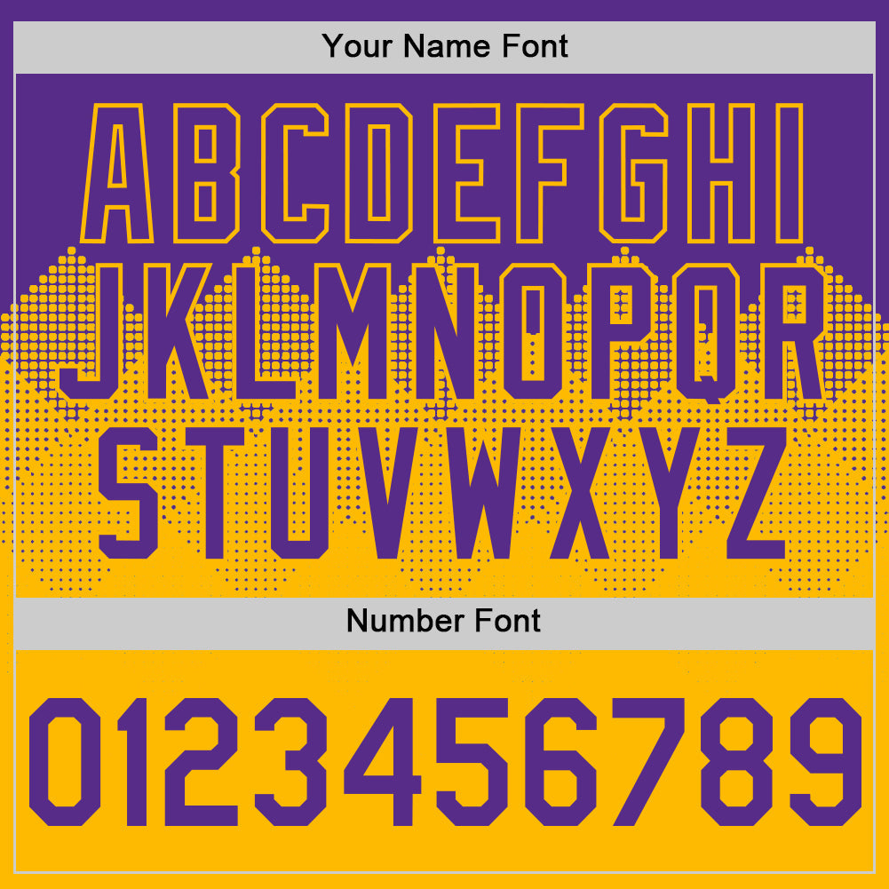 Custom Purple Gold 3D Pattern Design Gradient Square Shapes Authentic Baseball Jersey view 5
