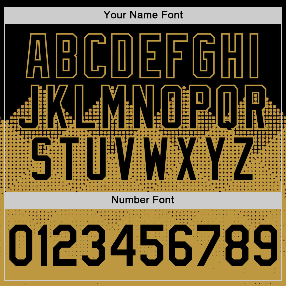 Custom Black Old Gold 3D Pattern Design Gradient Square Shapes Authentic Baseball Jersey view 5