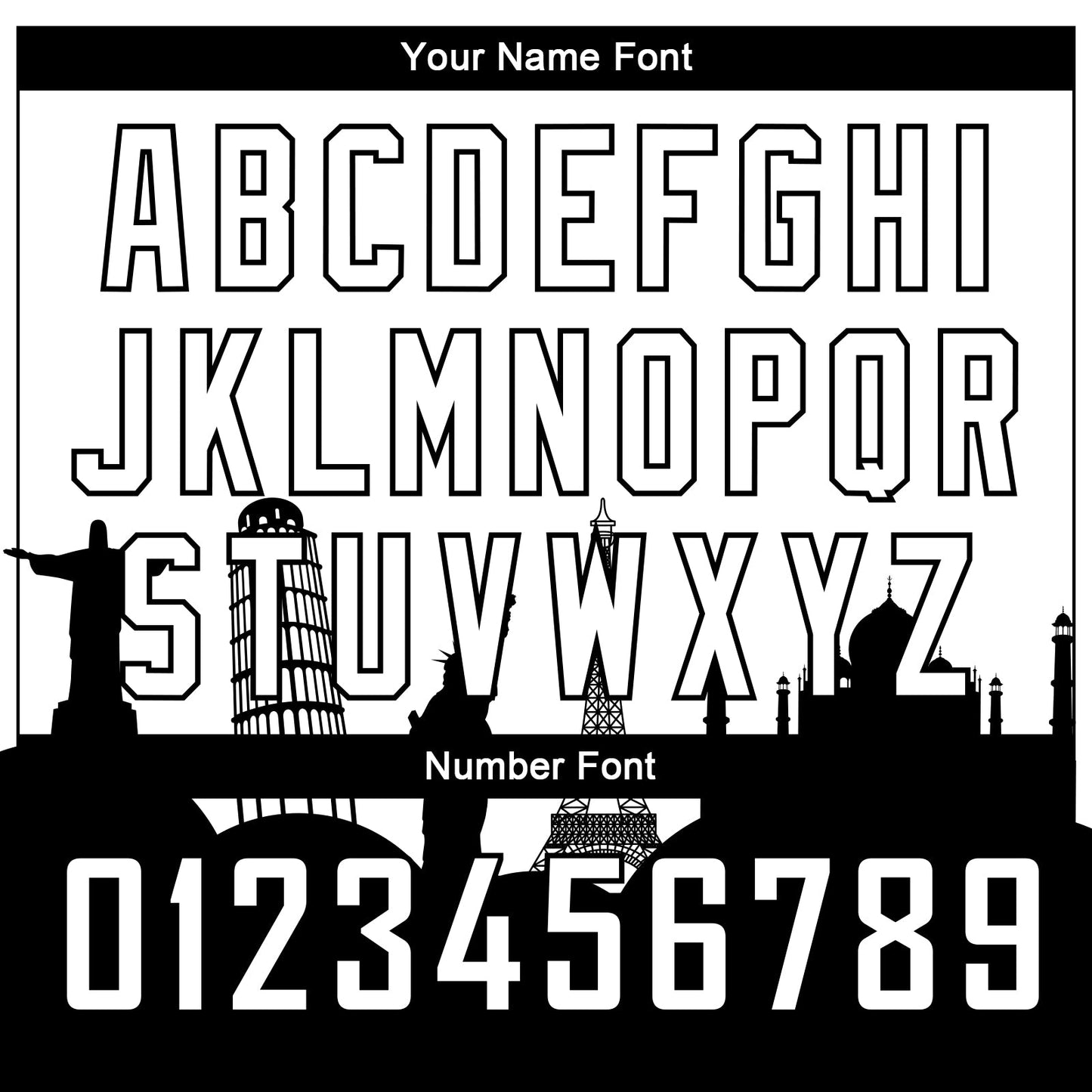 Custom White Black Holiday Travel Monuments Silhouette Authentic City Edition Basketball Jersey view 4