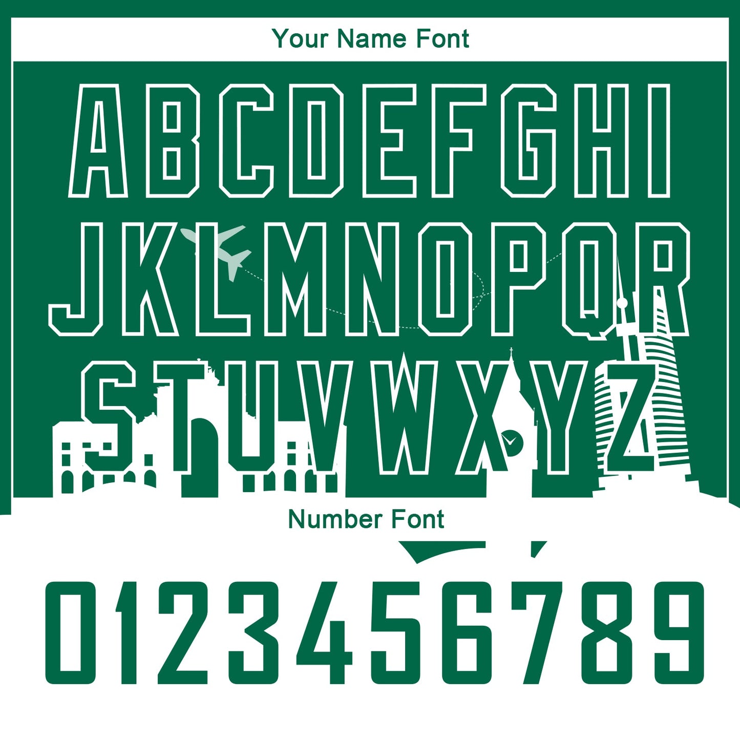 Custom Kelly Green White Holiday Travel Monuments Silhouette Authentic City Edition Basketball Jersey view 4