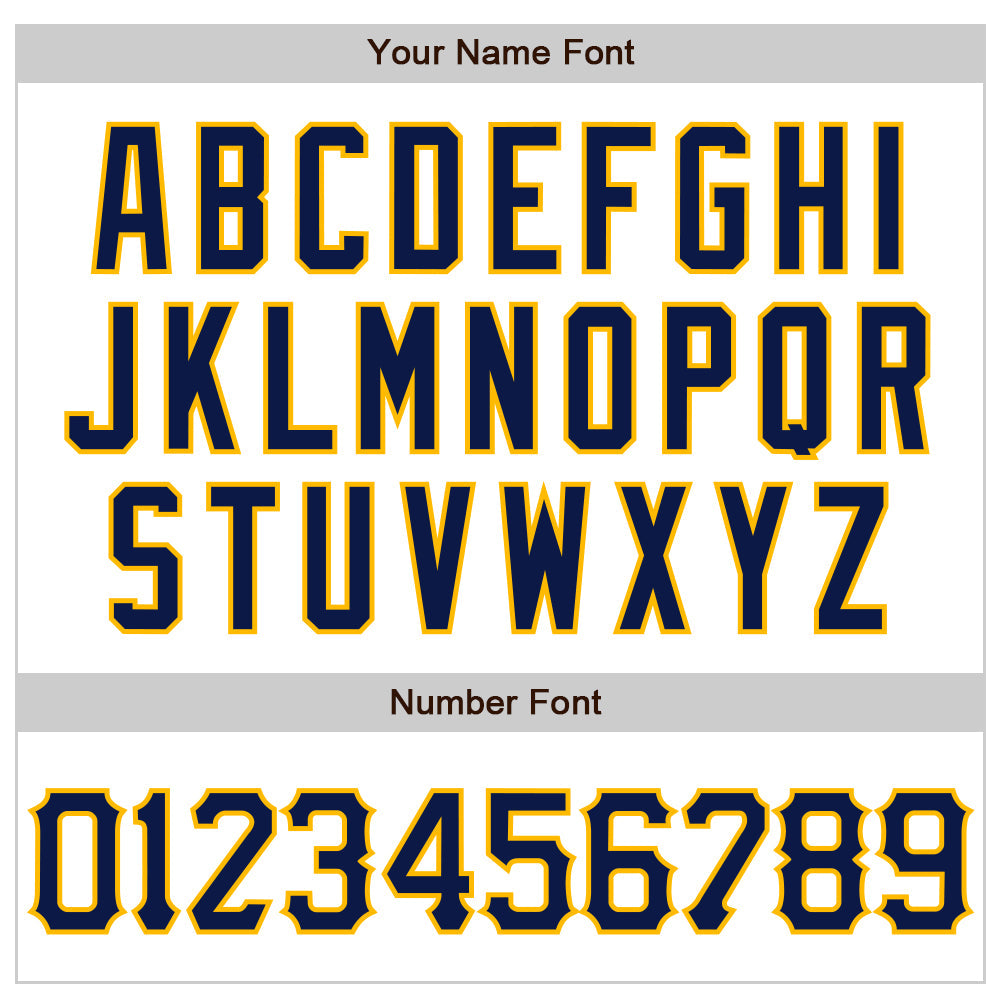 Custom White Navy-Gold 3D Pattern Design Abstract Sharp Shape Authentic Baseball Jersey view 5