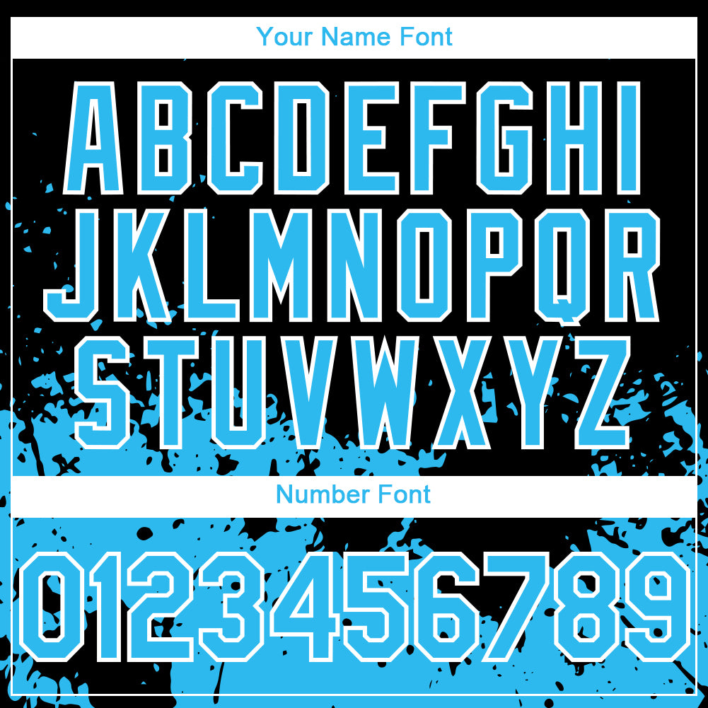 Custom Black Sky Blue-White 3D Pattern Design Abstract Splash Grunge Art Authentic Baseball Jersey view 5